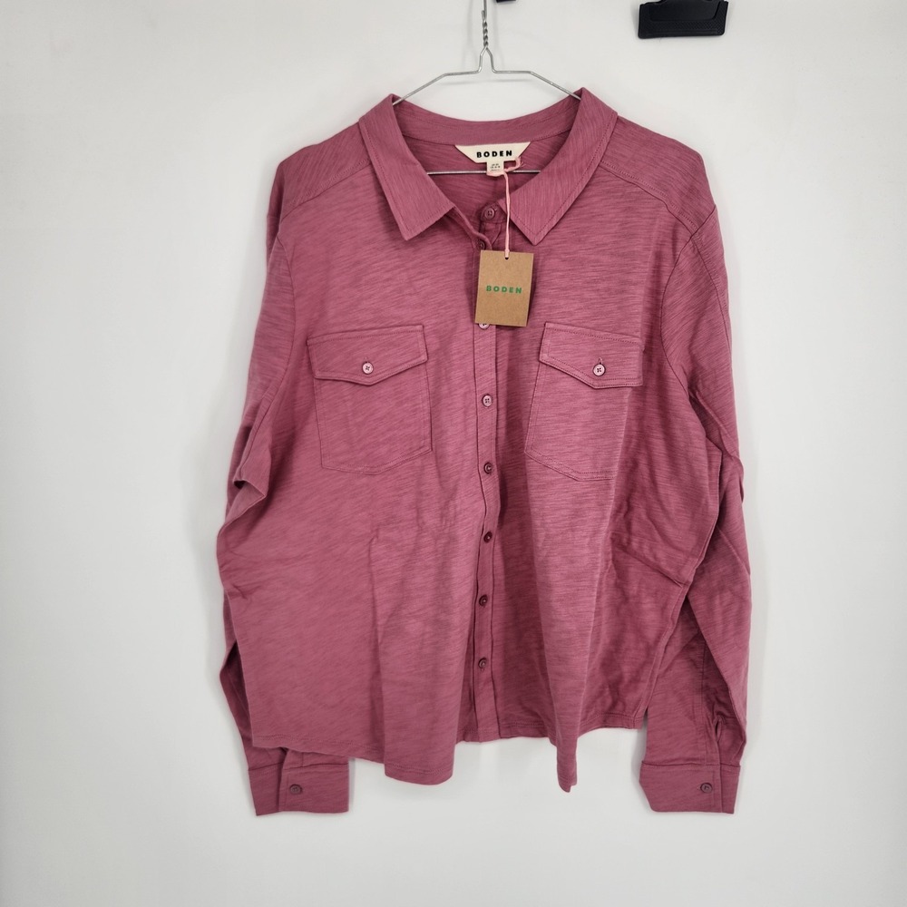 Boden Women's Size 16-18 Pink Heather Seam Detail Jersey Shirt NWT